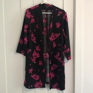 Black over piece with pink flowers
